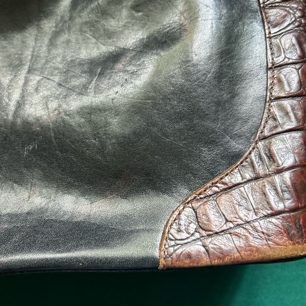 Brahmin Glossy Black and Textured Brown Shoulder Bag - Picture 5 of 15